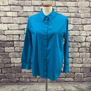 Jones New York Turquoise Button Down Blouse